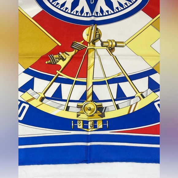 Hermes Vintage Carre 90 Silk Scarf”SEXTANTS”by Loic Dubigeon - Picture 9 of 16